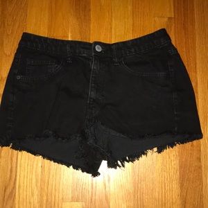 fringe trendy high waisted short black shorts